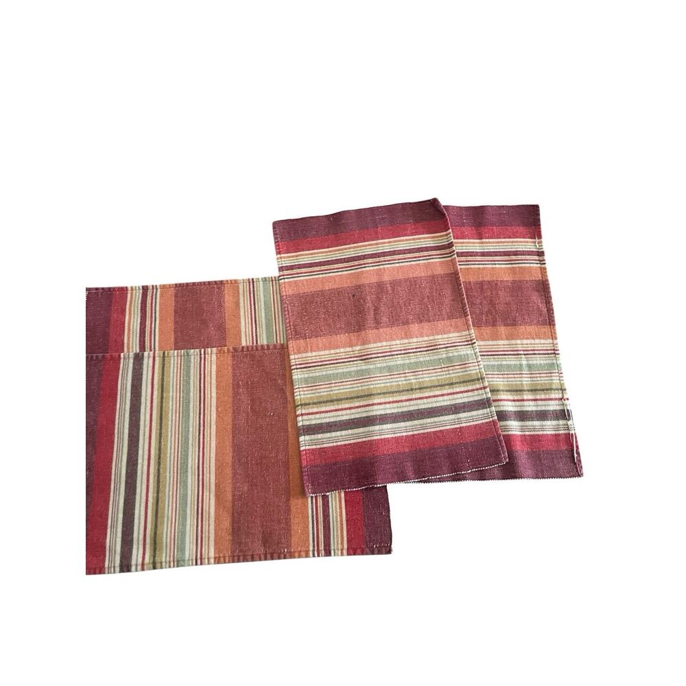 Sonoma Placemats Striped Cotton Red Boho Rustic‎ Western Rectangular Place Mats